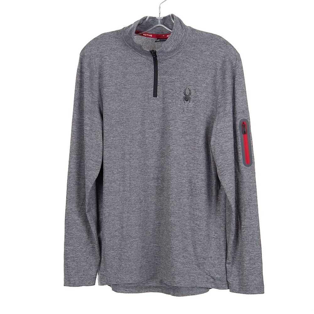 Spyder Active Quarter Zip Gray Long Sleeve Pullover Shirt Men's Medium